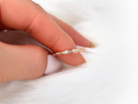 Ember 14kt Solid Gold Diamond Twist DNA Infinity HALFWAY Eternity Ring - Rosados Box