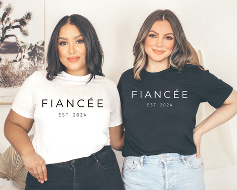 Fiancee Engagement Annoucement T-Shirt (Black Font) - Rosados Box