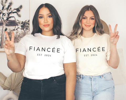 Fiancee Engagement Annoucement T-Shirt (Black Font) - Rosados Box