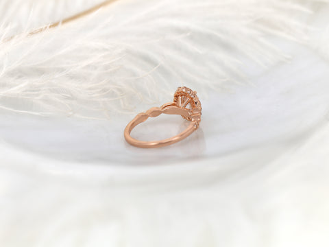 1.50ct Jubilee 8x6mm 14kt Gold Moissanite Diamond WITHOUT Milgrain Art Deco Scalloped Oval Halo Ring - Rosados Box