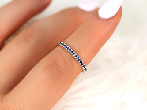Kierra 14kt White Gold Blue Sapphire HALFWAY Eternity Ring - Rosados Box