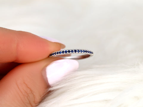 Kierra 14kt White Gold Blue Sapphire HALFWAY Eternity Ring - Rosados Box