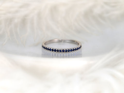 Kierra 14kt White Gold Blue Sapphire HALFWAY Eternity Ring - Rosados Box