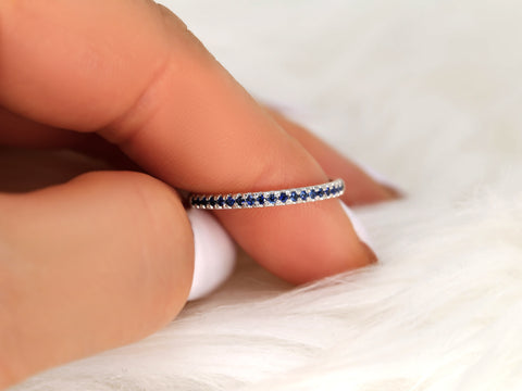 Kierra 14kt White Gold Blue Sapphire HALFWAY Eternity Ring - Rosados Box