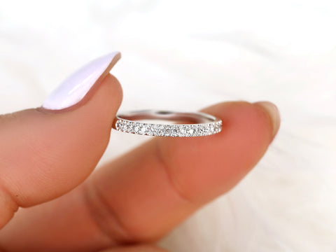 Kierra 14kt Gold French Pave Diamond HALFWAY Eternity Ring - Rosados Box