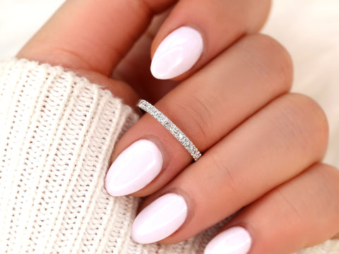 Kierra 14kt Gold French Pave Diamond HALFWAY Eternity Ring - Rosados Box