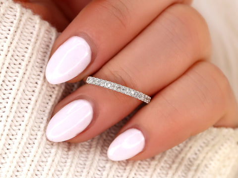 Kierra 14kt Gold French Pave Diamond HALFWAY Eternity Ring - Rosados Box