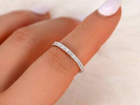 Kierra 14kt Gold French Pave Diamond HALFWAY Eternity Ring - Rosados Box