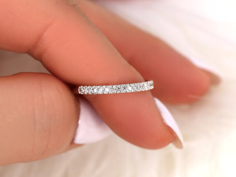 Kierra 14kt Gold French Pave Diamond HALFWAY Eternity Ring - Rosados Box