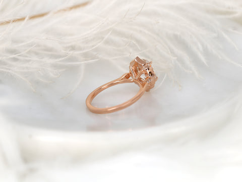 2ct Mae 9x7mm 14kt Gold Moissanite Diamond WITHOUT Milgrain Oval Halo Ring - Rosados Box