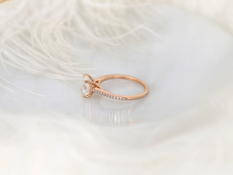 1.30cts Marcelle 6.5mm 14kt Gold Moissanite Diamond Dainty Cushion Solitaire with Accents Ring - Rosados Box