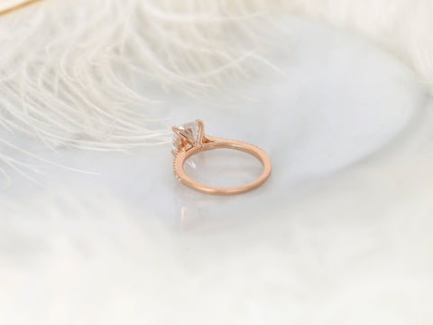 1.30cts Marcelle 6.5mm 14kt Gold Moissanite Diamond Dainty Cushion Solitaire with Accents Ring - Rosados Box