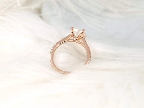 2ct Marcelle 7.5mm 14kt Moissanite Diamonds Dainty Cushion Solitaire with Accents Ring - Rosados Box