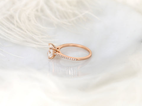 2ct Marcelle 7.5mm 14kt Moissanite Diamonds Dainty Cushion Solitaire with Accents Ring - Rosados Box