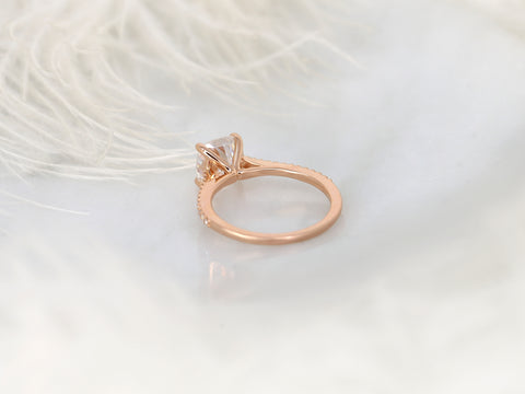 2ct Marcelle 7.5mm 14kt Gold Moissanite Diamonds Cushion Solitaire Accent Ring - Rosados Box