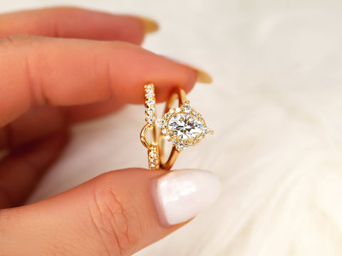 14kt Gold Matching Band to 8x6mm Jadis/Maris/Electra/Eluma Diamonds HALFWAY Eternity Ring - Rosados Box