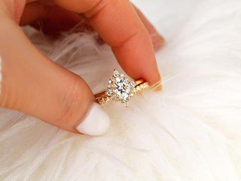 14kt Gold Matching Band to 8x6mm Jadis/Maris/Electra/Eluma Diamonds HALFWAY Eternity Ring - Rosados Box