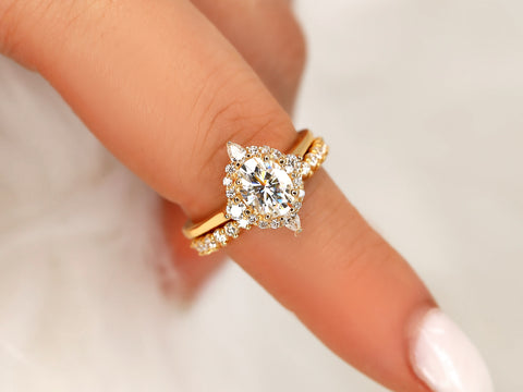 14kt Gold Matching Band to 8x6mm Jadis/Maris/Electra/Eluma Diamonds HALFWAY Eternity Ring - Rosados Box