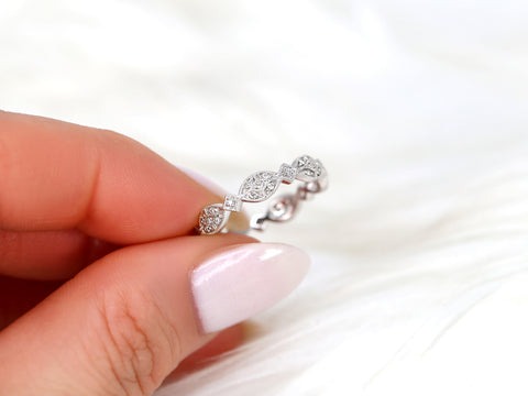 Marquisa 14kt Rose Gold Vintage Styled Oval and Marquise Diamonds ALMOST Eternity Ring - Rosados Box