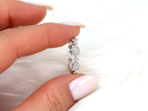 Marquisa 14kt Rose Gold Vintage Styled Oval and Marquise Diamonds ALMOST Eternity Ring - Rosados Box