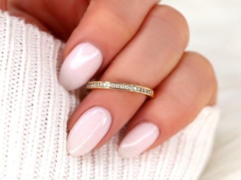 Ready to Ship Martha 14kt Gold Channel Set Diamond ALMOST Eternity Ring - Rosados Box