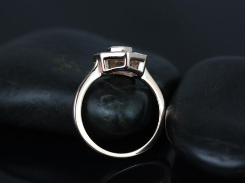 Mosaic Grande 14kt Gold Diamond WITH Milgrain Diamond Hexagon Cluster Ring - Rosados Box