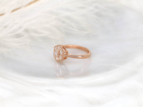 Mosaic Grande WITHOUT Milgrain 14kt Diamond Unique Hexagon Cluster Ring - Rosados Box