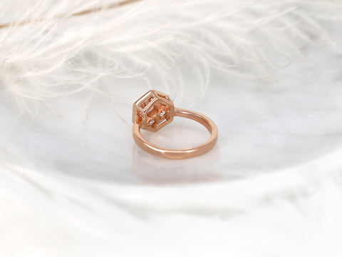 Mosaic Grande WITHOUT Milgrain 14kt Gold Diamond Honeycomb Hexagon Cluster Ring - Rosados Box