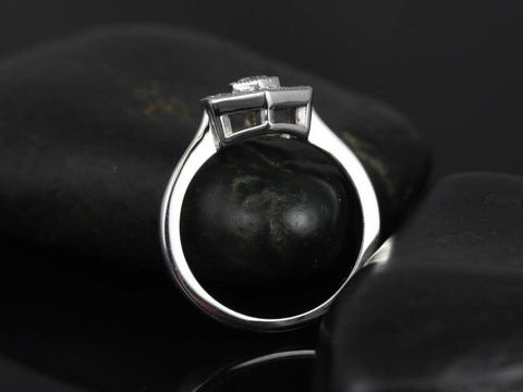 Mosaic Medio 14kt Gold Diamond WITH Milgrain Hexagon Unique Art Deco Cluster Ring - Rosados Box