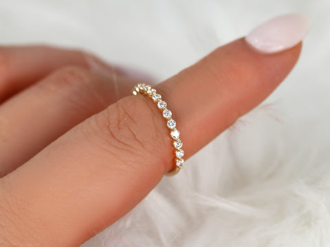 Petite Naomi 14kt White Gold Diamond Dainty Minimalist HALFWAY Eternity Ring - Rosados Box