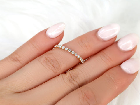 Petite Naomi 14kt Gold White Sapphire Minimalist HALFWAY Eternity Ring - Rosados Box