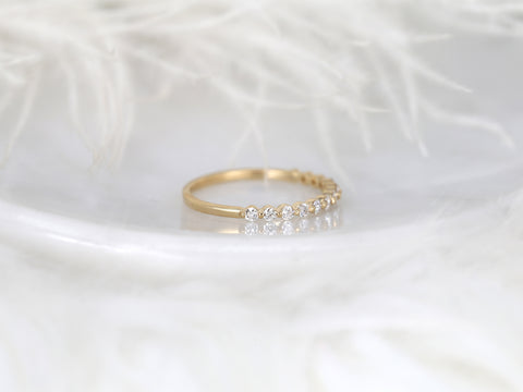 Petite Naomi 14kt White Gold Diamond Dainty Minimalist HALFWAY Eternity Ring - Rosados Box