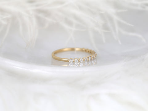 Ready to Ship Petite Naomi 14kt WHITE Gold Diamond Minimalist HALFWAY Eternity Ring - Rosados Box