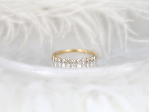 Petite Naomi 14kt Gold White Sapphire Minimalist HALFWAY Eternity Ring - Rosados Box