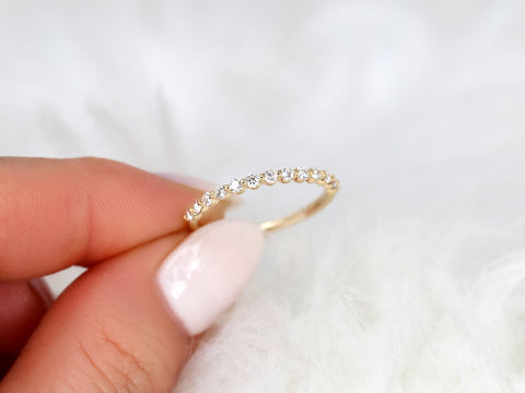 Petite Naomi 14kt Dainty Minimalist HALFWAY Eternity Ring - Rosados Box