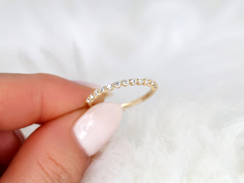 Petite Naomi 14kt Gold White Sapphire Minimalist HALFWAY Eternity Ring - Rosados Box