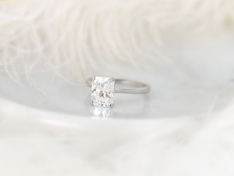 SALE 2.70ct Skinny Nancy 9x7mm 14kt ROSE Gold FB Moissanite Radiant Solitaire Ring - Rosados Box