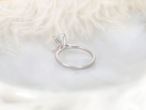 SALE 2.70ct Skinny Nancy 9x7mm 14kt ROSE Gold FB Moissanite Radiant Solitaire Ring - Rosados Box