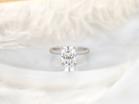 SALE 2.70ct Skinny Nancy 9x7mm 14kt ROSE Gold FB Moissanite Radiant Solitaire Ring - Rosados Box