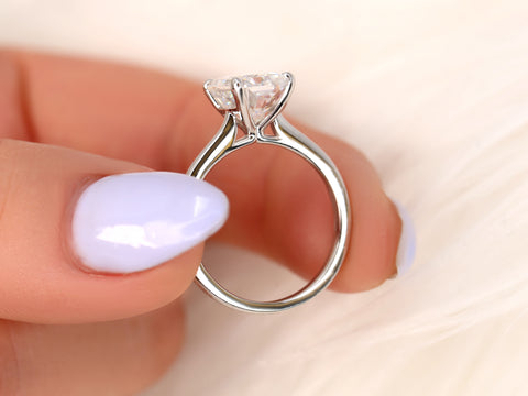 SALE 2.70ct Skinny Nancy 9x7mm 14kt ROSE Gold FB Moissanite Radiant Solitaire Ring - Rosados Box