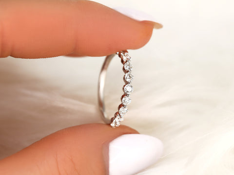 Naomi 2mm 14kt Gold Moissanite Minimal HALFWAY Eternity Ring - Rosados Box