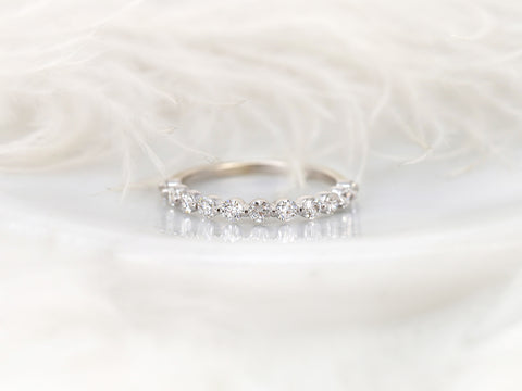 Naomi 2mm 14kt Gold Moissanite Minimal HALFWAY Eternity Ring - Rosados Box