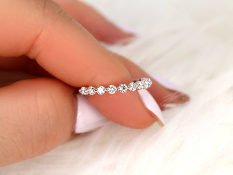 Naomi 2mm 14kt Gold Moissanite Minimal HALFWAY Eternity Ring - Rosados Box
