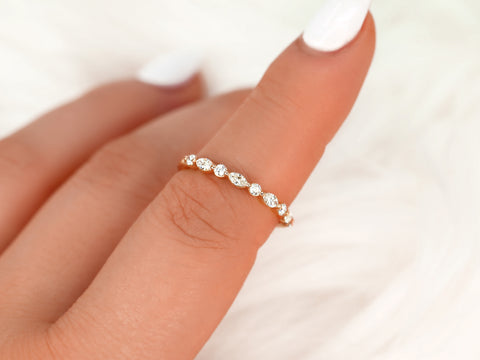 Petite Cher 14kt Diamond HALFWAY Eternity Ring - Rosados Box