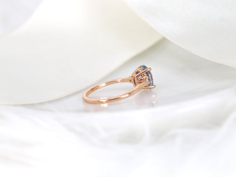 2.52ct Ready to Ship Petite Emery 14kt Rose Gold Lavender Cornflower Blue Sapphire Diamond Minimalist 3 Stone Oval Ring - Rosados Box