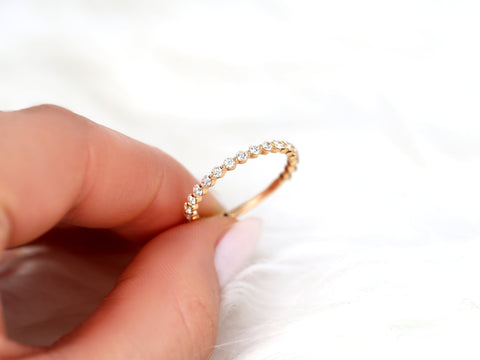 Ready to Ship Petite Naomi 14kt Rose Gold Diamond Single Prong ALMOST Eternity Ring - Rosados Box