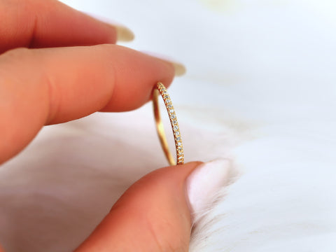 Priscilla 14kt Gold Ultra Thin Diamonds ALMOST Eternity Ring - Rosados Box