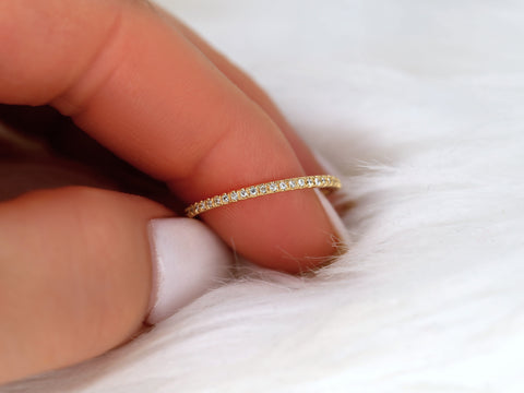 Priscilla 14kt Gold Ultra Thin Diamonds ALMOST Eternity Ring - Rosados Box