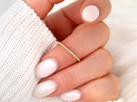 Priscilla 14kt Gold Ultra Thin Diamonds ALMOST Eternity Ring - Rosados Box