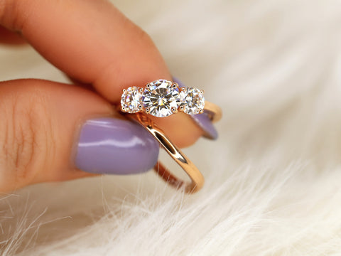 trilogy moissanite ring wedding set on pinched